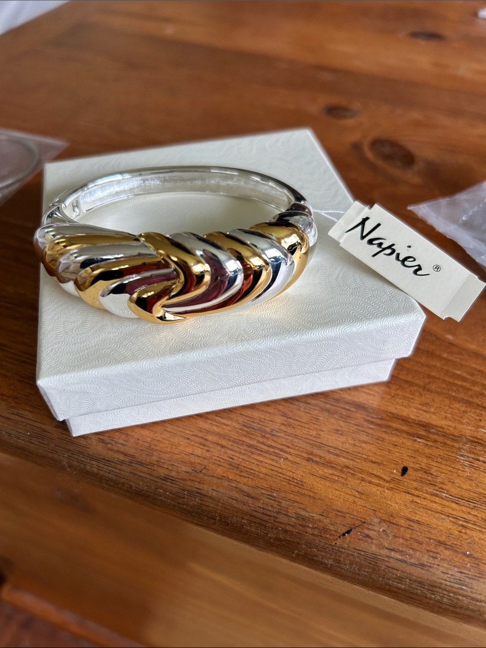 Napier Two-Tone Gold & Silver Twisted Hinge Bracelet gorgeous !